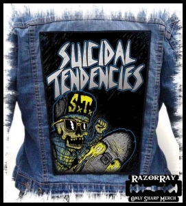 SUICIDAL TENDENCES - Burning Skateboard -- Backpatch 