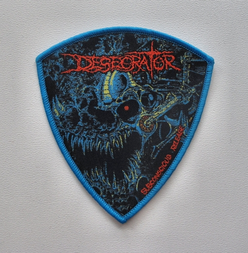 DESECRATOR - Subconscious Release [blue border] --- woven patch.JPG