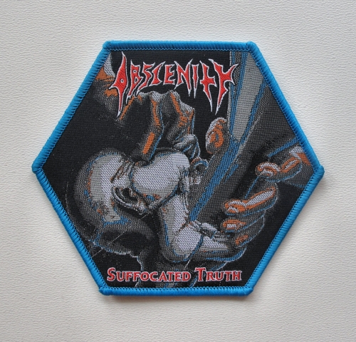 OBSCENITY - Suffocated Truth [blue border] --- woven patch.JPG