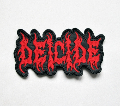 DEICIDE - Logo Shaped [red] -- Embroidered Patch.JPG