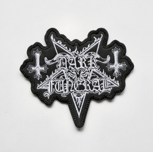 DARK FUNERAL - Logo Shaped [white]  -- Embroidered Patch.JPG