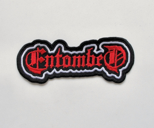 ENTOMBED - Logo Shaped [red] -- Embroidered Patch.JPG