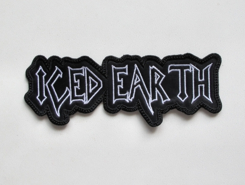 ICED EARTH - Logo Shape [white] -- Embroidered Patch.JPG