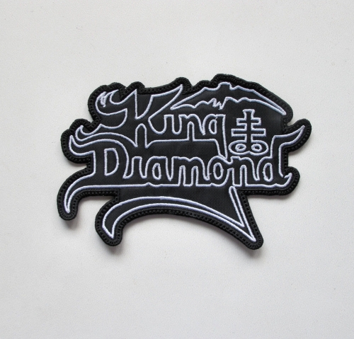 KING DIAMOND - Outline Logo [white] -- Embroidered Patch.JPG