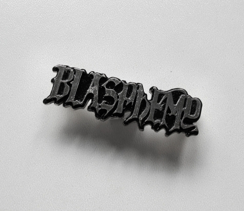 BLASPHEMY - Large Logo -- metal pin.JPG