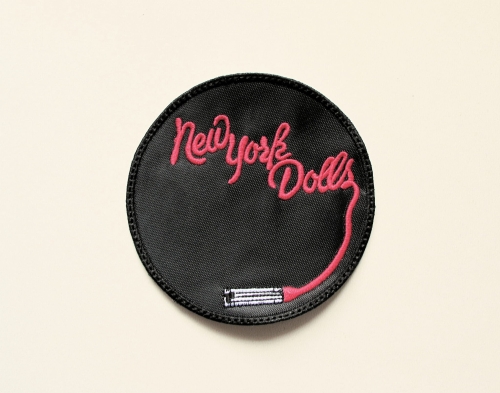NEW YORK DOLLS - Logo Circle  --- Embroidered Patch.JPG