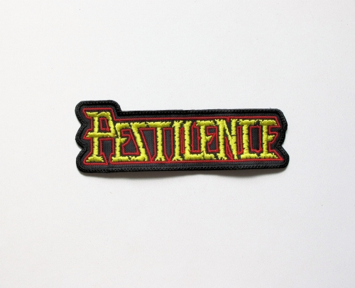 PESTILENCE - Logo [red edges] --- Embroidered Patch.JPG