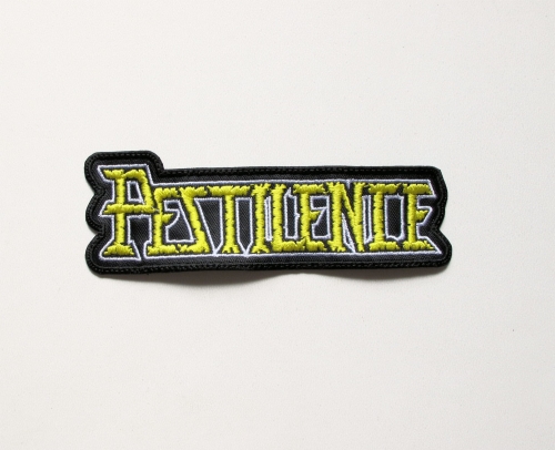 PESTILENCE - Logo [white edges] --- Embroidered Patch.JPG