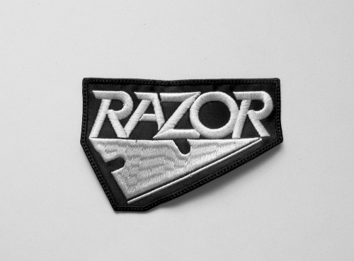 RAZOR  - Logo [white]  --- Embroidered Patch.JPG