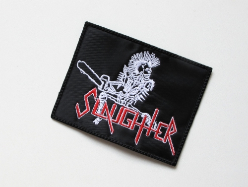 SLAUGHTER - Logo Skull  --- Embroidered Patch.JPG