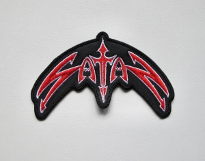 SATAN  - Logo Shaped [red]  --- Embroidered Patch 