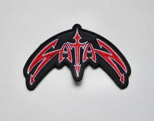 SATAN - Logo Shaped [red] --- Embroidered Patch.JPG