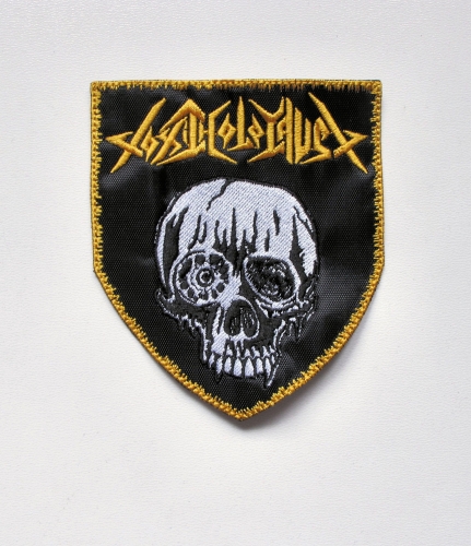 TOXIC HOLOCAUST - Skull Shield --- Embroidered Patch.JPG