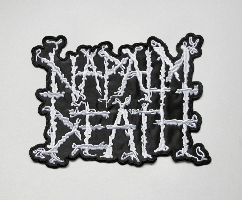 NAPALM DEATH - Logo [white] -- Embroidered Backpatch.JPG