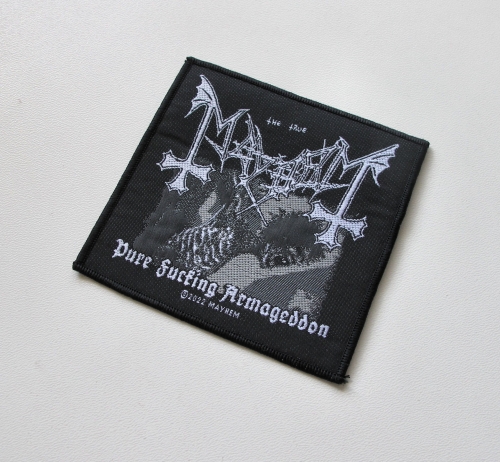 MAYHEM - Pure Fucking Armageddon -- woven patch.JPG