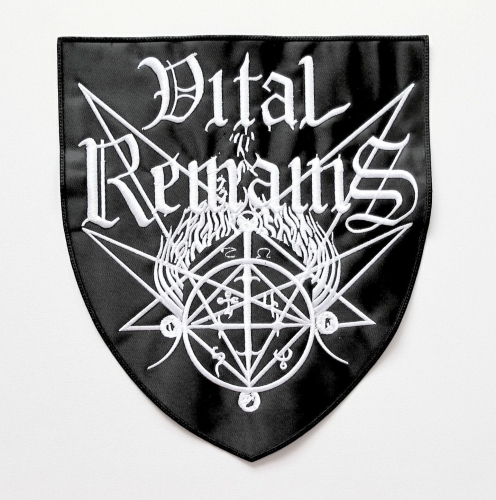 VITAL REMAINS - Logo (shield) -- Embroidered Backpatch.jpg