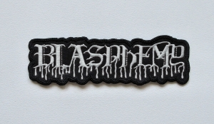 BLASPHEMY - Logo Shaped [white] -- Embroidered Patch