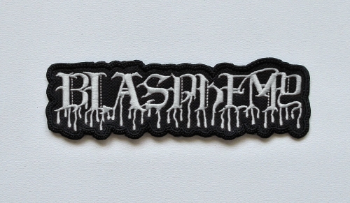 BLASPHEMY - Logo Shaped [white] -- Embroidered Patch.jpg