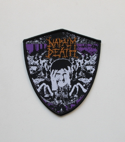 NAPALM DEATH - From Enslavement to Obliteration [black outline] -- Woven Patch.jpg