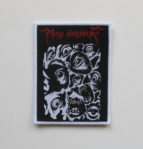 MEGA SLAUGHTER - Death Remains [white outline] -- Woven Patch
