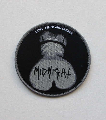 MIDNIGHT - Lust Filth And Sleaze [grey outline] -- Woven Patch.jpg
