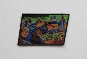 BIO-CANCER - Ear Piercing Thrash [black outline] -- Woven Patch