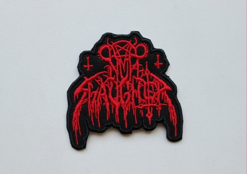 NUNSLAUGHTER - Logo Shaped [red] -- Embroidered Patch.jpg