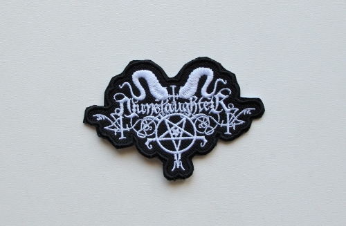 NUNSLAUGHTER - Logo Shaped #2 [white] -- Embroidered Patch.jpg