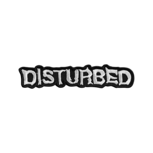 DISTURBED - LOGO WHITE [iron on] -- Embroidered Patch
