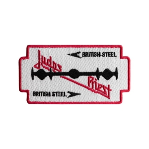 JUDAS PRIEST [red outline] - British Steel [ iron on] -- Embroidered  Patch