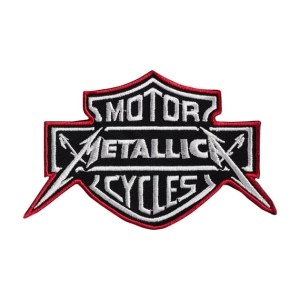 METALLICA [red outline] - MOTORCYCLES [iron on] -- Embroidered Patch