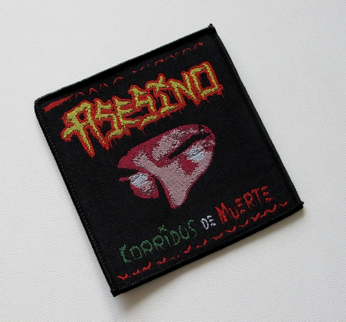 ASESINO - Corridos De Muerte [black outline] -- Woven Patch.JPG