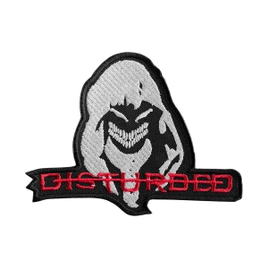 DISTURBED - LOGO WHITE [ iron on] -- Embroidered Patch 