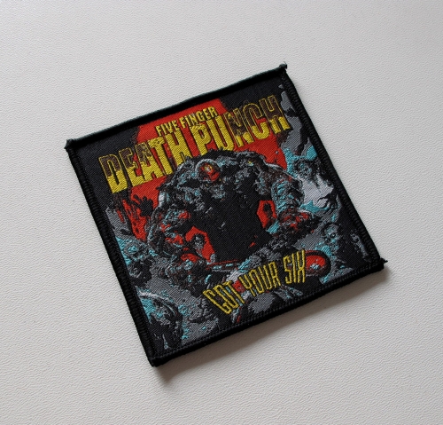 FIVE FINGER DEATH PUNCH - Got Your Six [black outline] -- Woven Patch.JPG