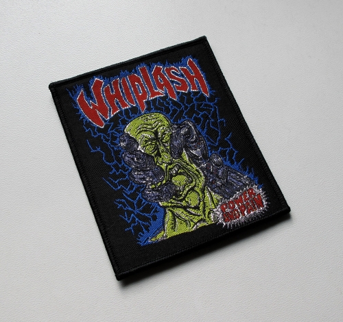 WHIPLASH - Power And Pain [black outline] -- Woven Patch.JPG