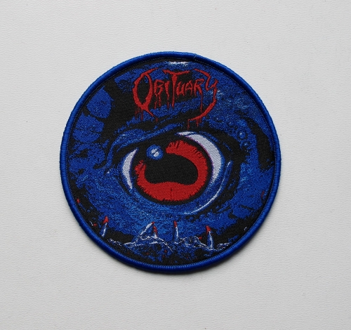 OBITUARY - Cause Of Death [blue outline] -- Woven Patch.JPG