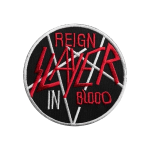 SLAYER - REIGN IN BLOOD WHITE [iron on] -- Embroidered Patch