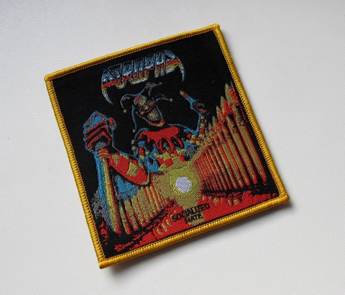 ATROPHY - Socialized Hate [golden outline] -- Woven Patch.JPG