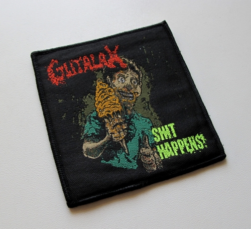 GUTALAX - Shit Happens [black outline] -- Woven Patch.JPG