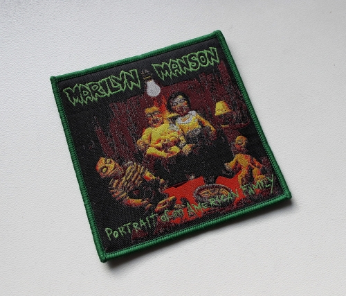 MARILYN MANSON - Portrait Of An American Family [green outline] -- Woven Patch.JPG