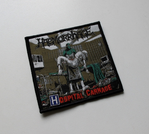 HAEMORRHAGE - Hospital Carnage [black outline] -- Woven Patch.JPG
