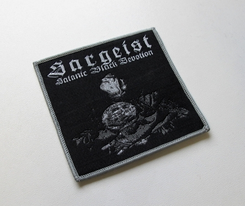 SARGEIST - Satanic Black Devotion [grey outline] -- Woven Patch.JPG