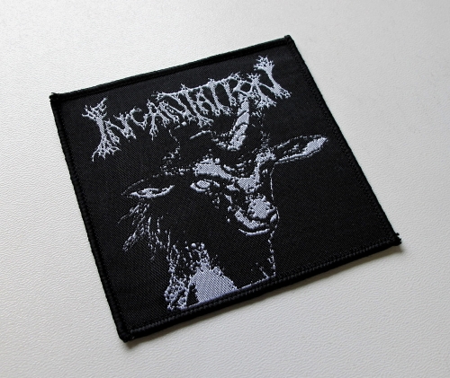 INCANTATION - Unholy Massacre [black outline] -- Woven Patch.JPG