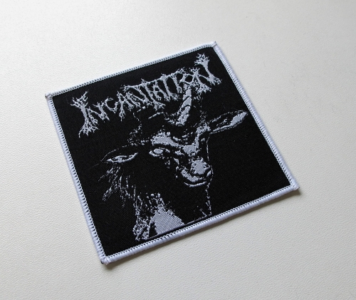 INCANTATION - Unholy Massacre [white outline] -- Woven Patch.JPG