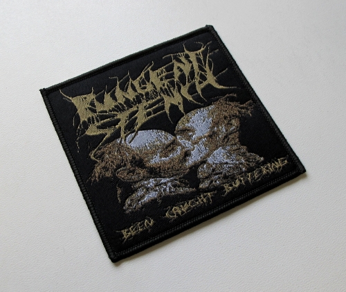 PUNGENT STENCH - Been Caught Buttering [black outline] -- Woven Patch.JPG