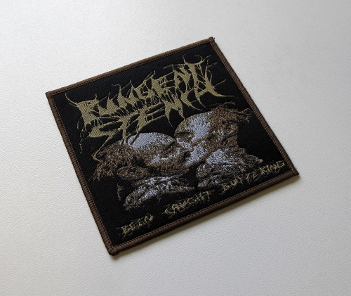 PUNGENT STENCH - Been Caught Buttering [brown outline] -- Woven Patch.JPG