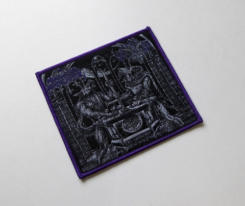 SATANIC WARMASTER X ARCHGOAT - Lux Satanae [purple outline] -- Woven Patch.JPG
