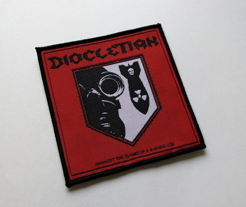 DIOCLETIAN - Amongst the Flames of a Burning God [black outline]-- Woven Patch.JPG