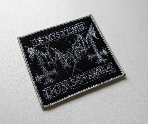 MAYHEM - De Mysteriis Dom Sathanas [grey outline] -- Woven Patch.JPG