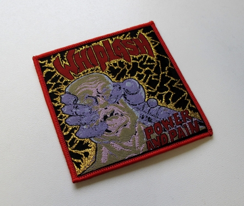 WHIPLASH - Power and Pain [red outline] -- Woven Patch.JPG